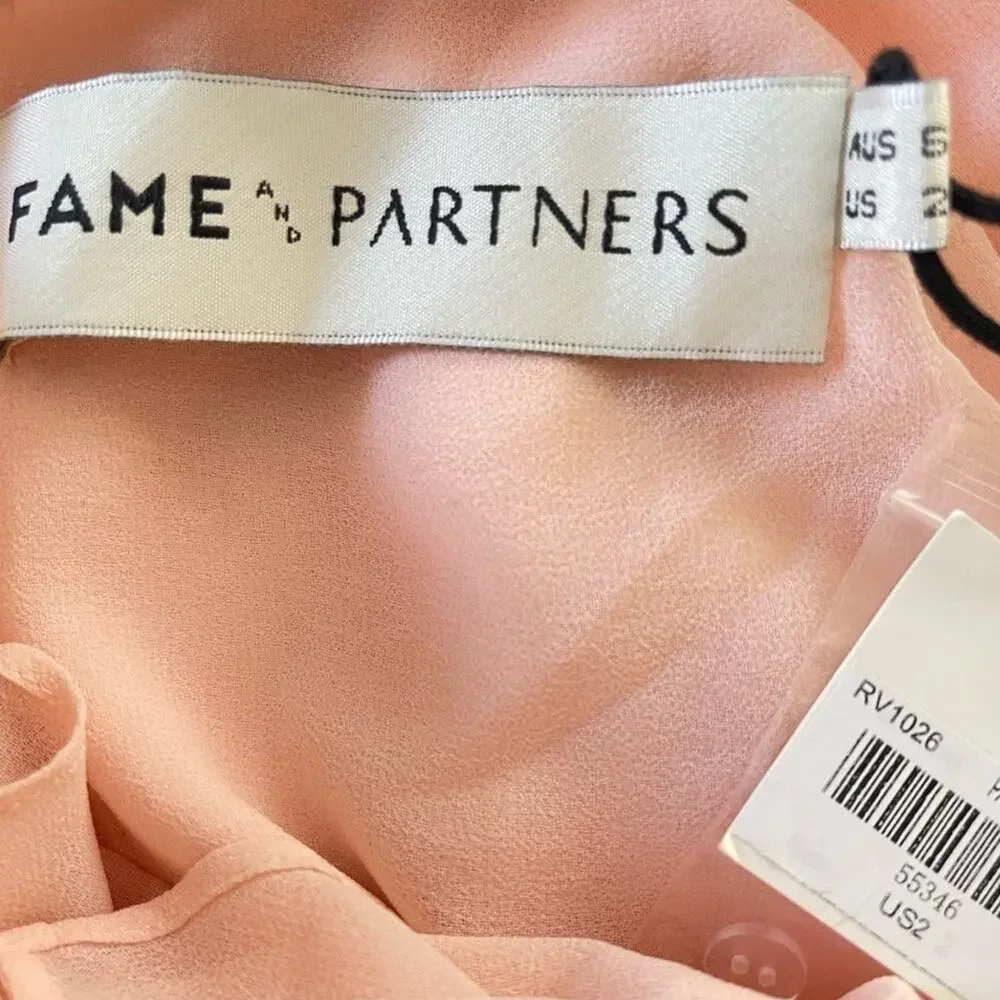 Fame and Partners Marissa Ruffle Maxi Dress Pale Pink Lined Boho Size 2 NWT